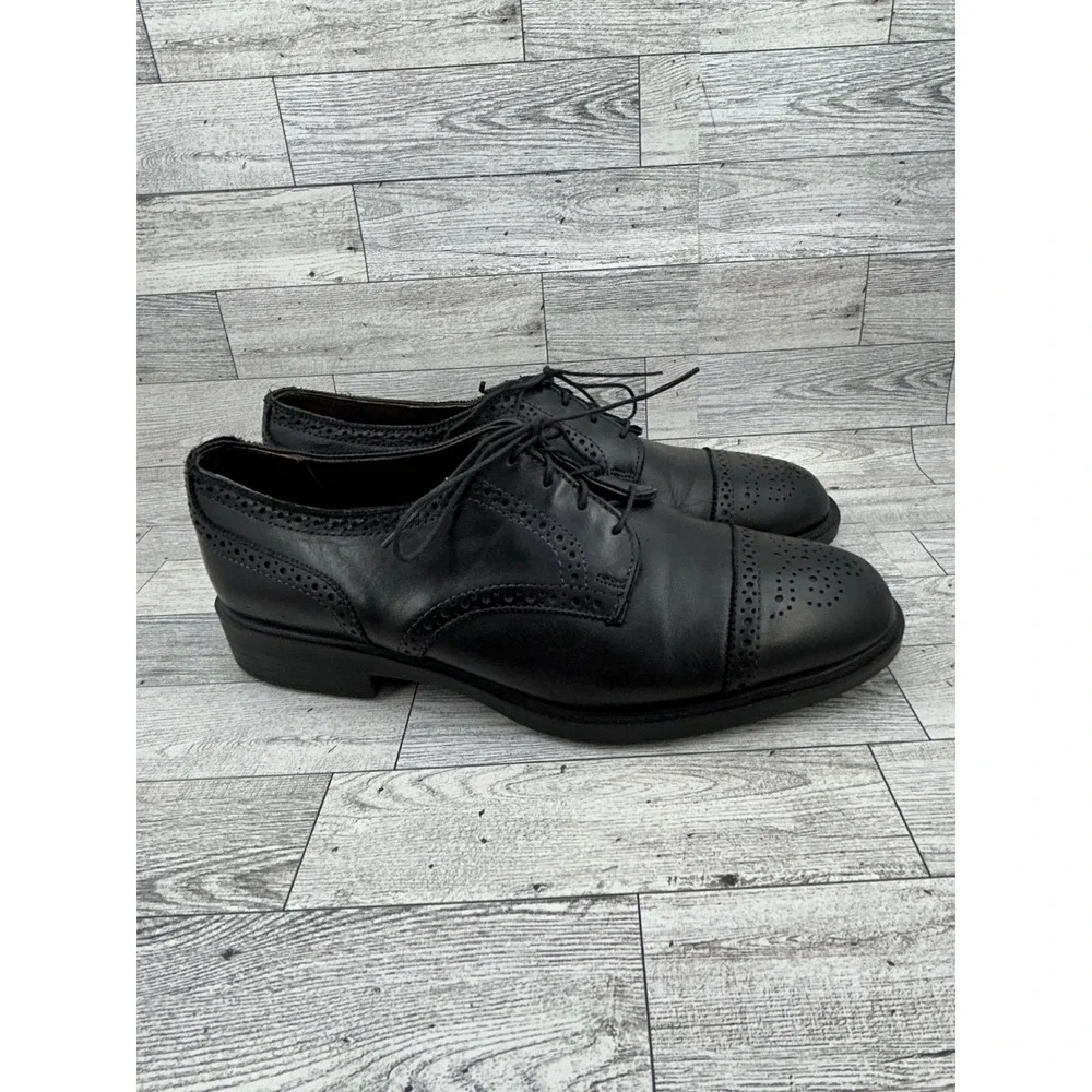 Allen Edmonds Men Black Leather Brogue‎ Cap Toe Oxford Dress Shoes 5114 Sz 9.5D